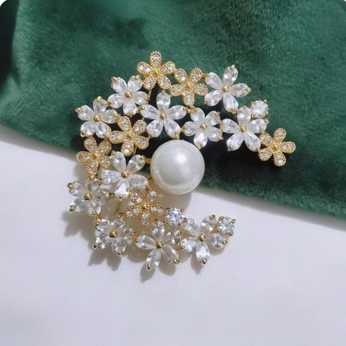 Flowers Pearl Brooch